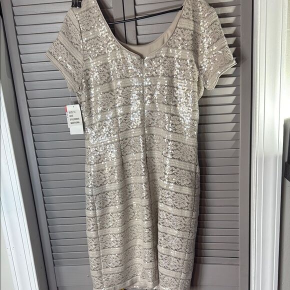 Donna Ricco Cream Sheath Mini Dress Scoop Neck Short Sleeve - Picture 5 of 12